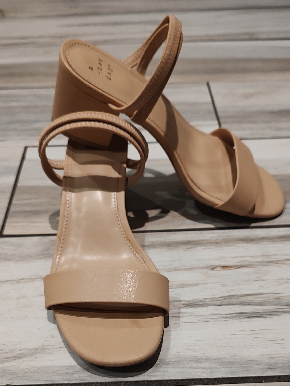 Nude Strappy Block Heels